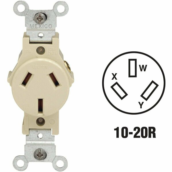 Leviton 20A Ivory Commercial Grade 10-20R Non-Grounding Single Outlet 0030503200I